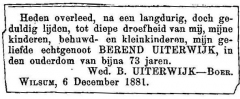 6 december 1881. Berend-Uiterwijk.