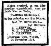 26 november 1918 Warner Uiterwijk